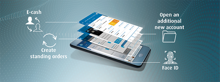 Banner promoting mobile banking application features.