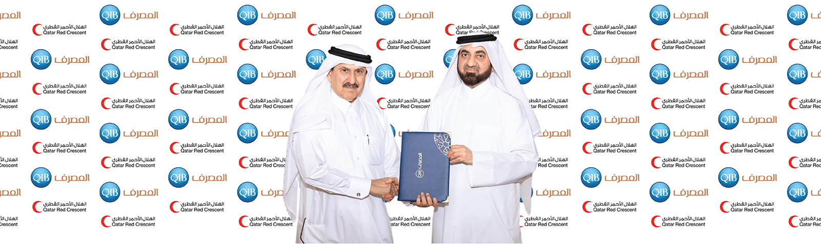 Banner announcing agreement with Red Crescent Society.