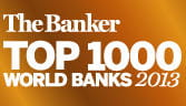 Banner highlighting ranking among top 1000 world banks.