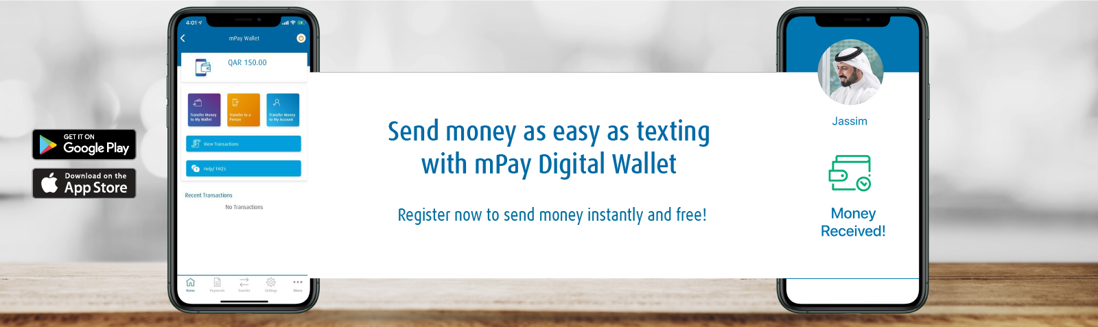 Homepage banner promoting mPay payment service features.