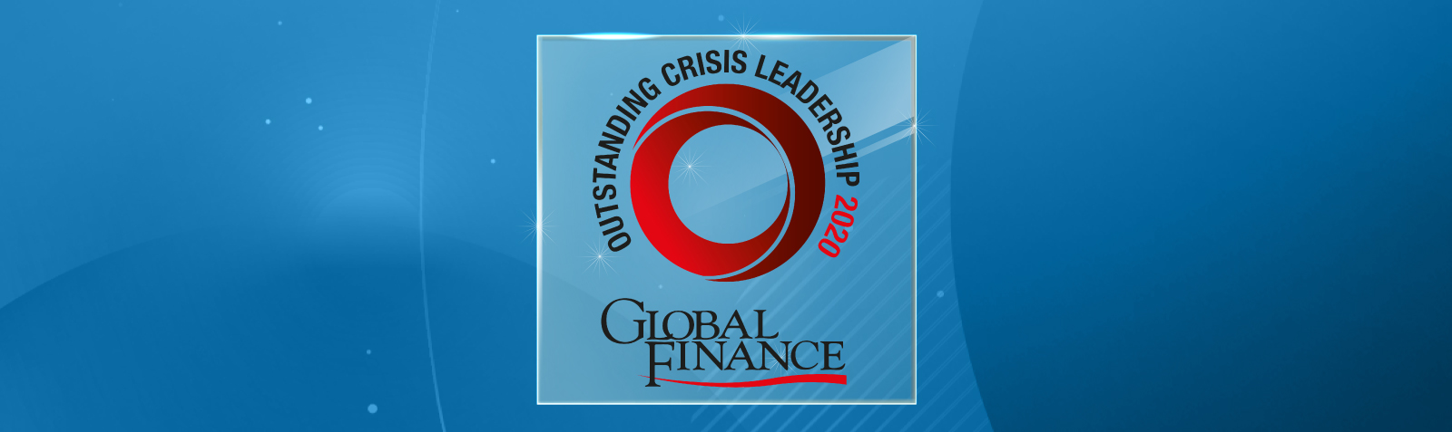 Homepage banner announcing recognition for crisis leadership from finance publication