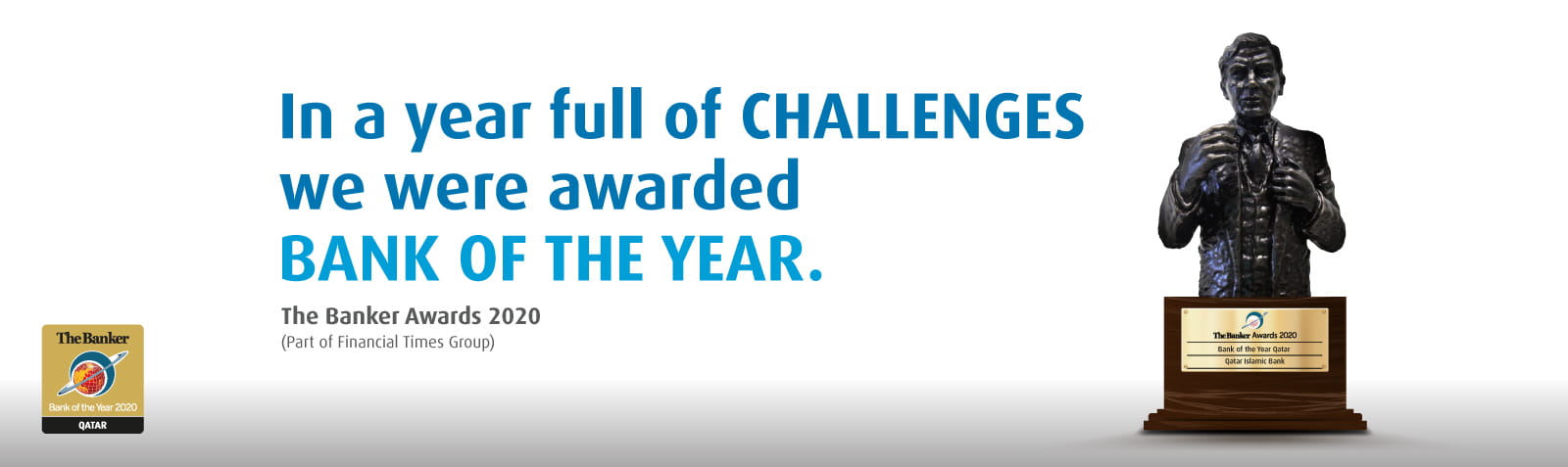 Homepage banner announcing banker award recognition