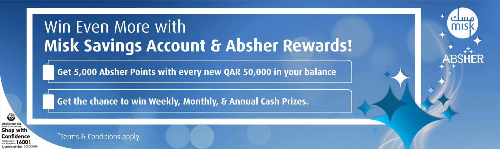 Homepage banner promoting rewards points offer with headline and brief benefit message