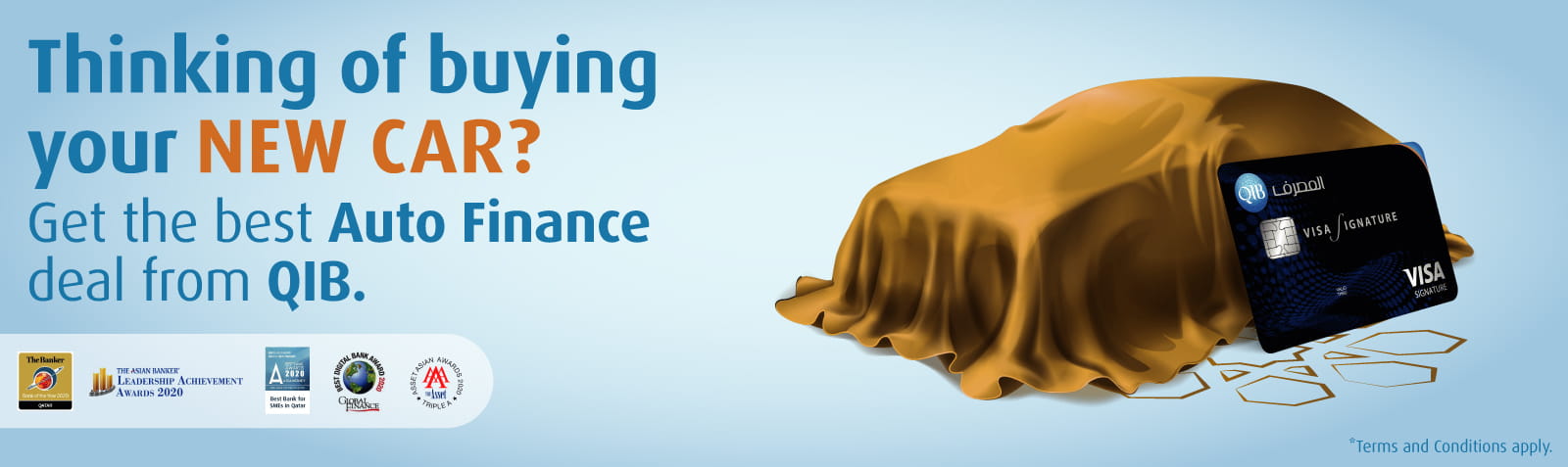 Homepage banner promoting auto finance with headline and key benefit summary