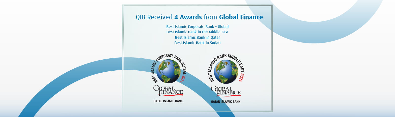 Banner announcing awards received from global finance publication