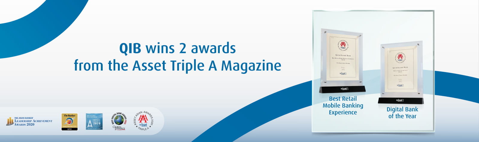 Banner announcing awards received from financial publication