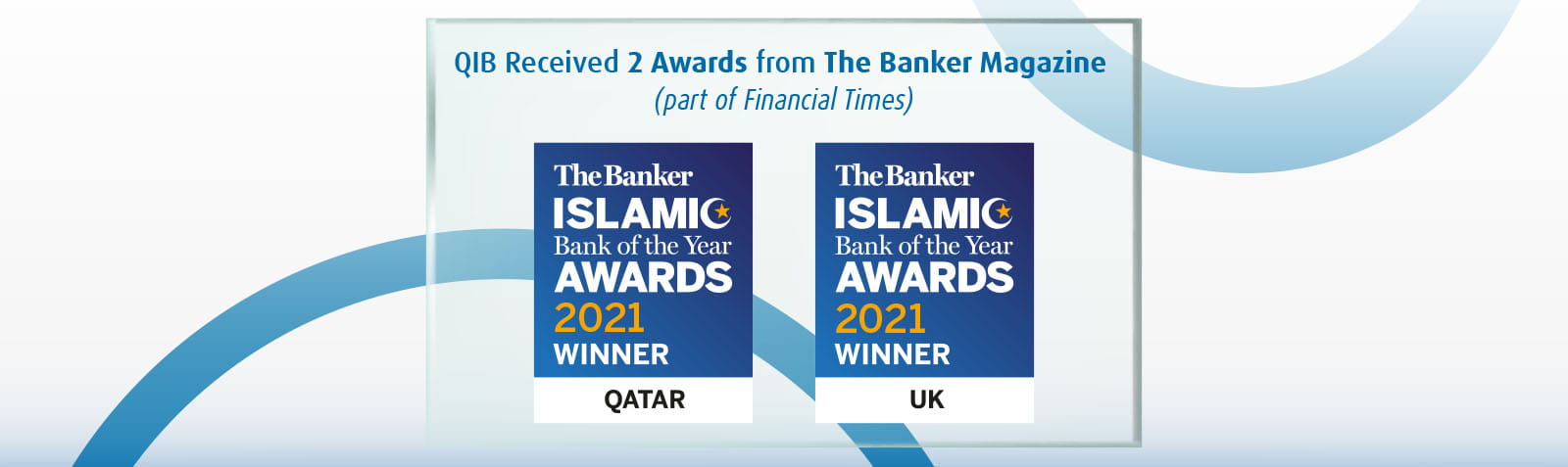 Banner announcing Islamic bank of the year awards in Qatar and the UK