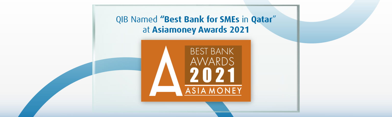 Banner announcing award for best small and medium enterprise bank