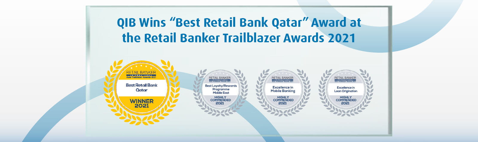 Horizontal banner summarizing retail banking award recognitions.