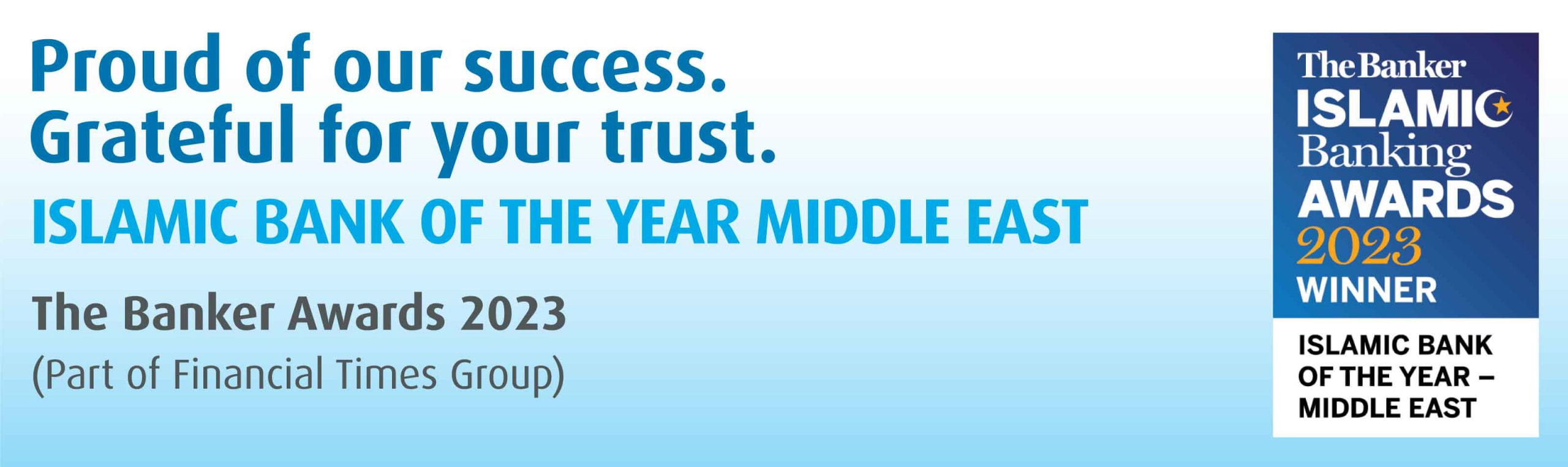 Home banner announcing Banker award recognition with headline.