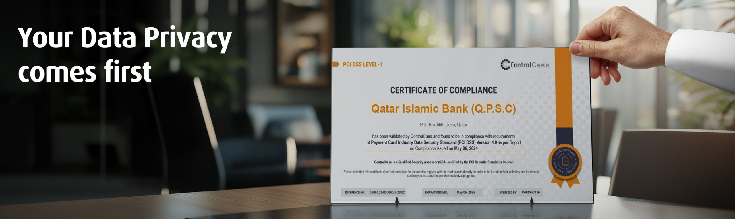 Home banner highlighting PCI DSS compliance