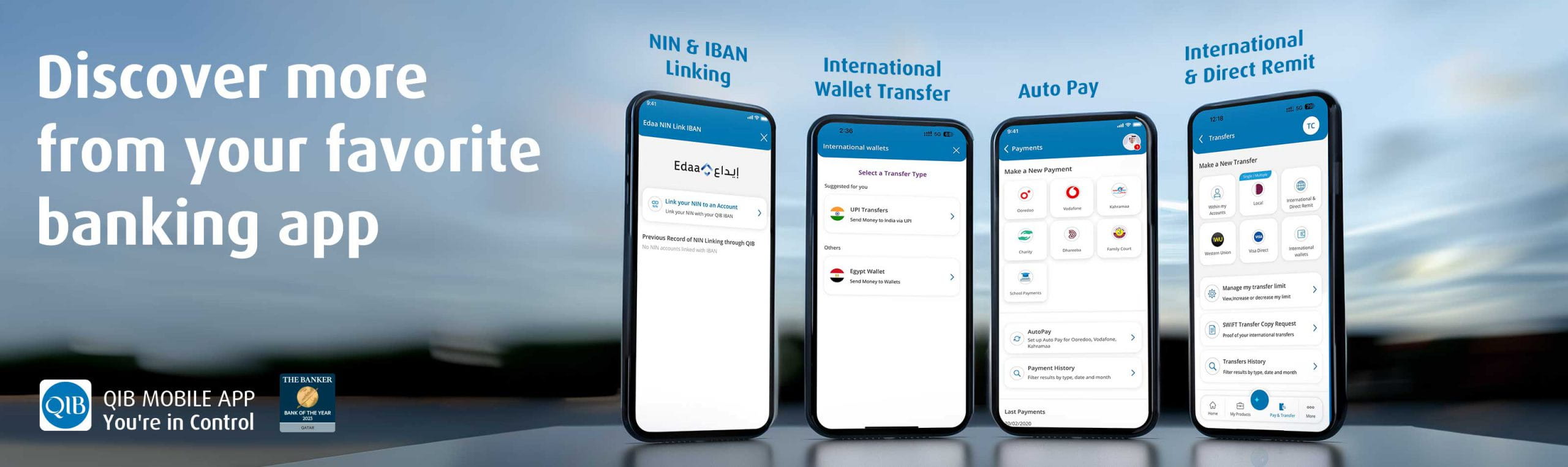 Home banner showing consolidated digital banking features