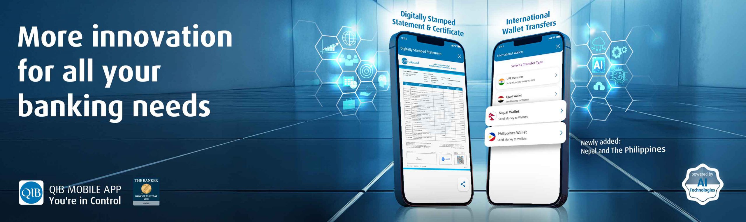 Home banner highlighting mobile app consolidated features