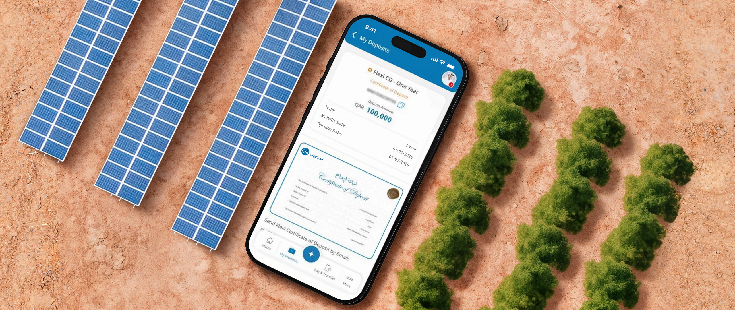 English banner promoting sustainable flexi account.