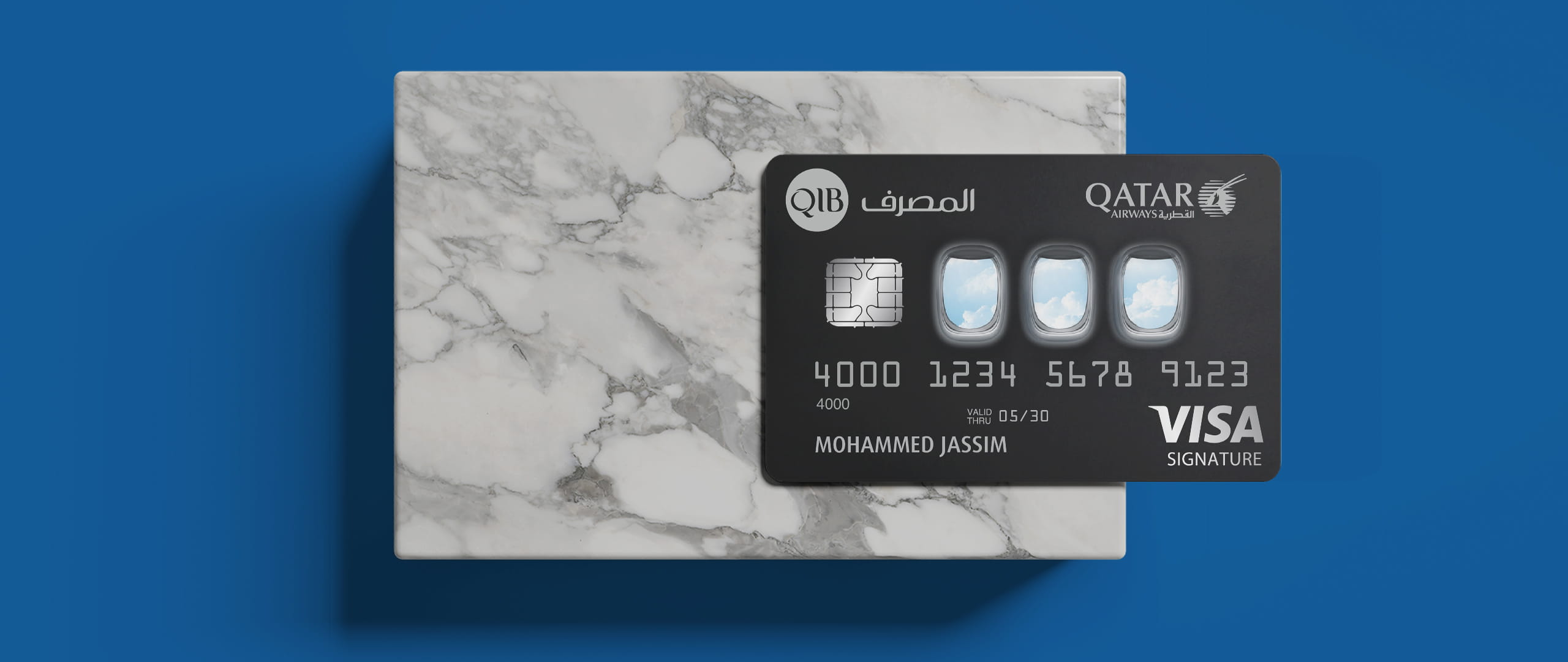 Banner displaying airline signature card options.