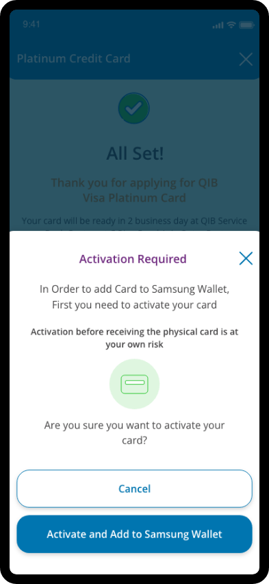 Samsung Wallet setup screen prompting the user to create a new PIN or register a fingerprint.