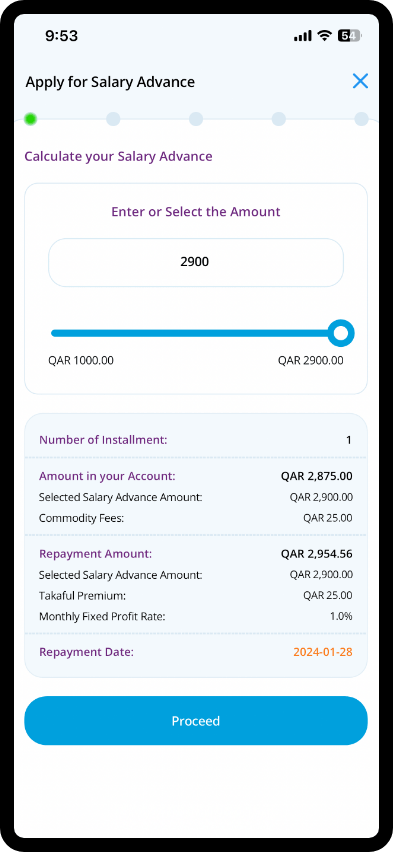 Lite App - Salary Advance Screen - English