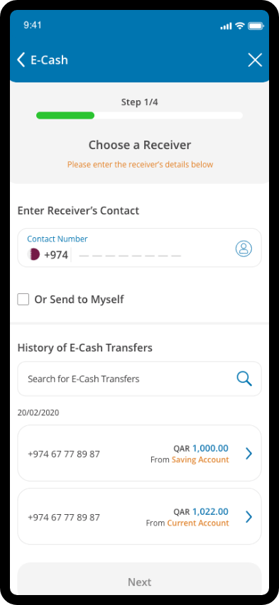 Enter recipient’s mobile number and transfer amount