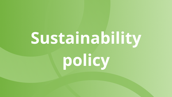 Text graphic stating sustainability policy as section heading.